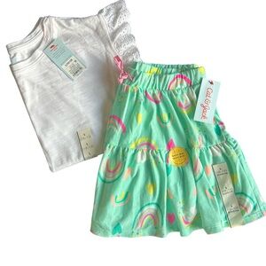 Cat & Jack white top and blue skort set
